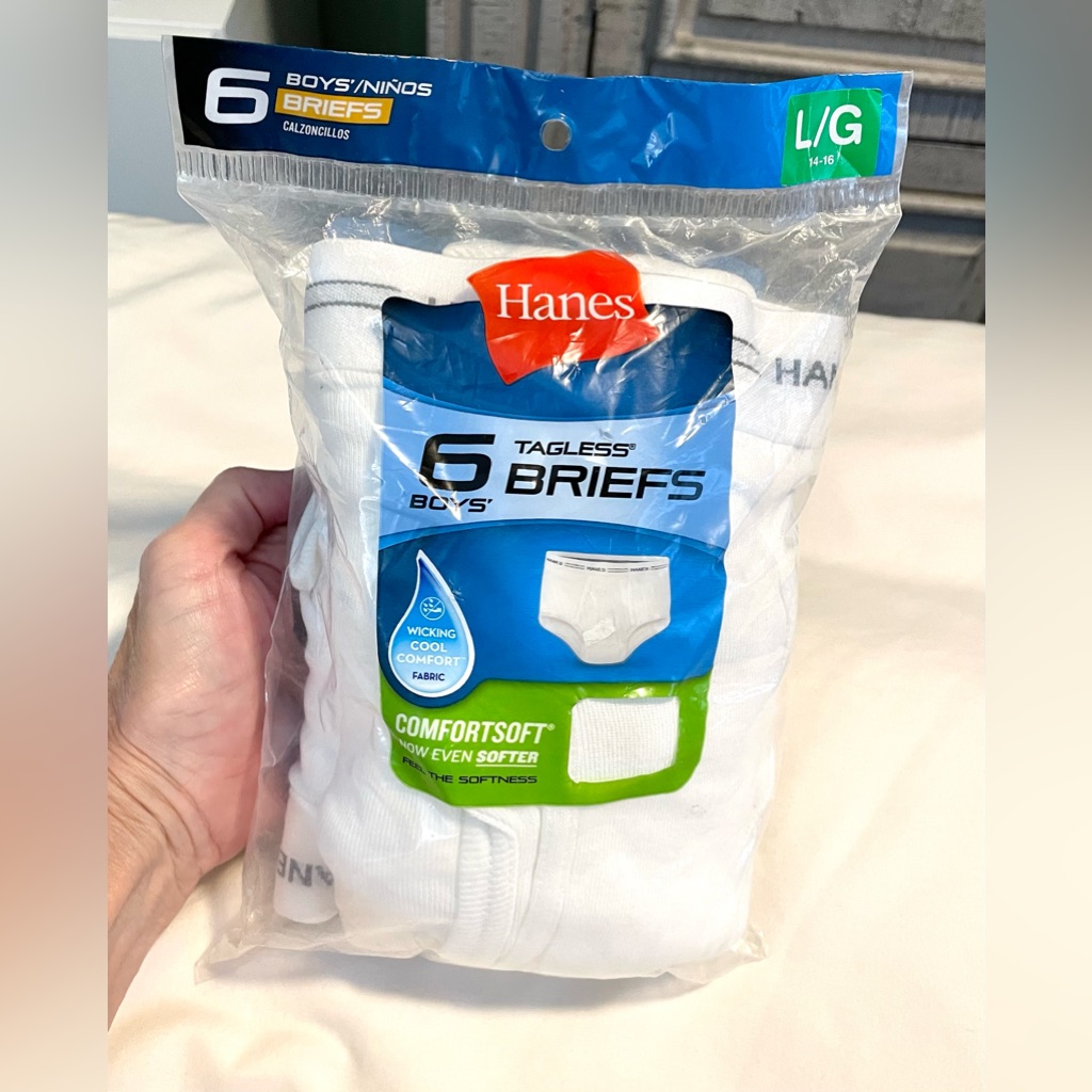 Hanes White Tagless Briefs  6 Pack  Boys Large 1416  Brand New In Pkg